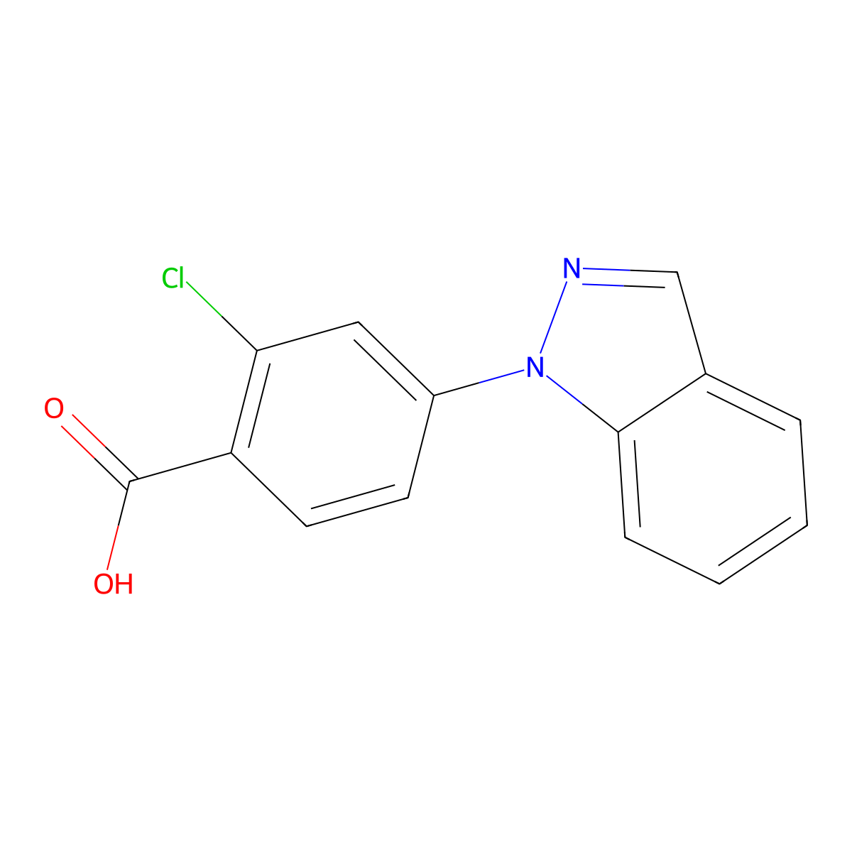 2-chloro-4-(1H-indazol-1-yl)benzoic acid molecular structure, CAS 530091-91-9