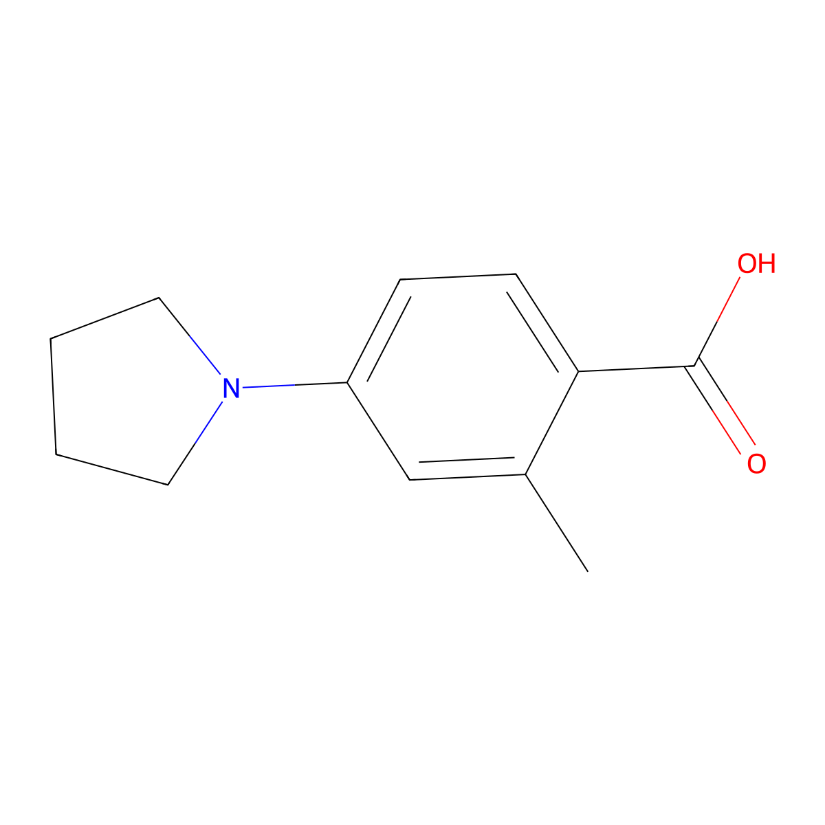 2-Methyl-4-(1-pyrrolidinyl)benzoic acid molecular structure, CAS 530092-32-1
