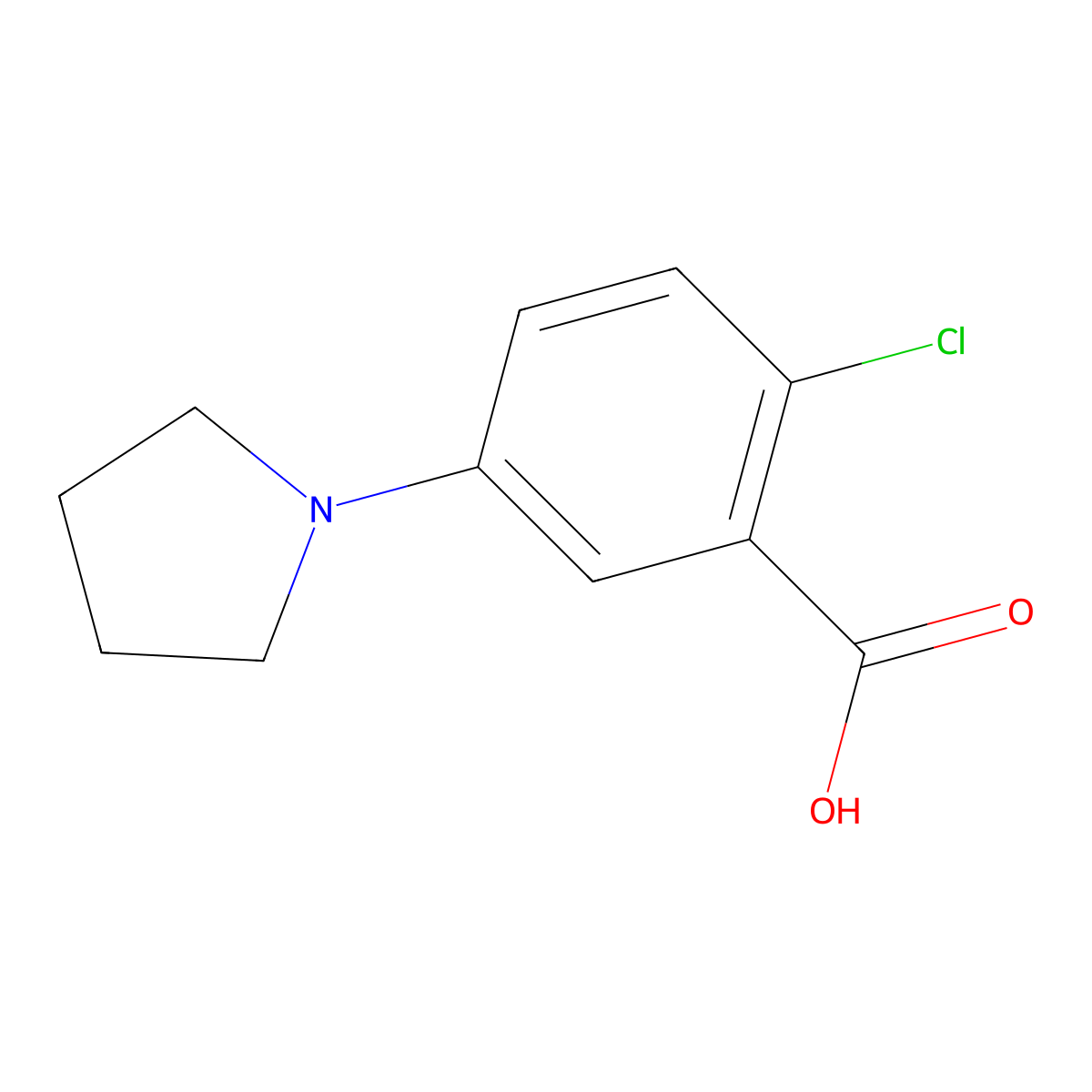 2-Chloro-5-(pyrrolidin-1-yl)benzoic acid molecular structure, CAS 530092-36-5