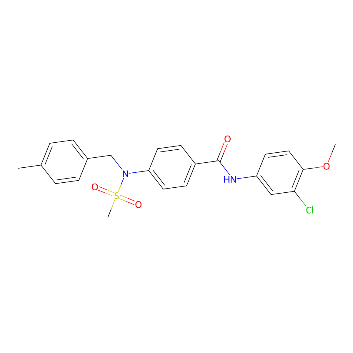 N-(3-chloro-4-methoxyphenyl)-4-[(4-methylphenyl)methyl-methylsulfonylamino]benzamide molecular structure, CAS 530095-58-0