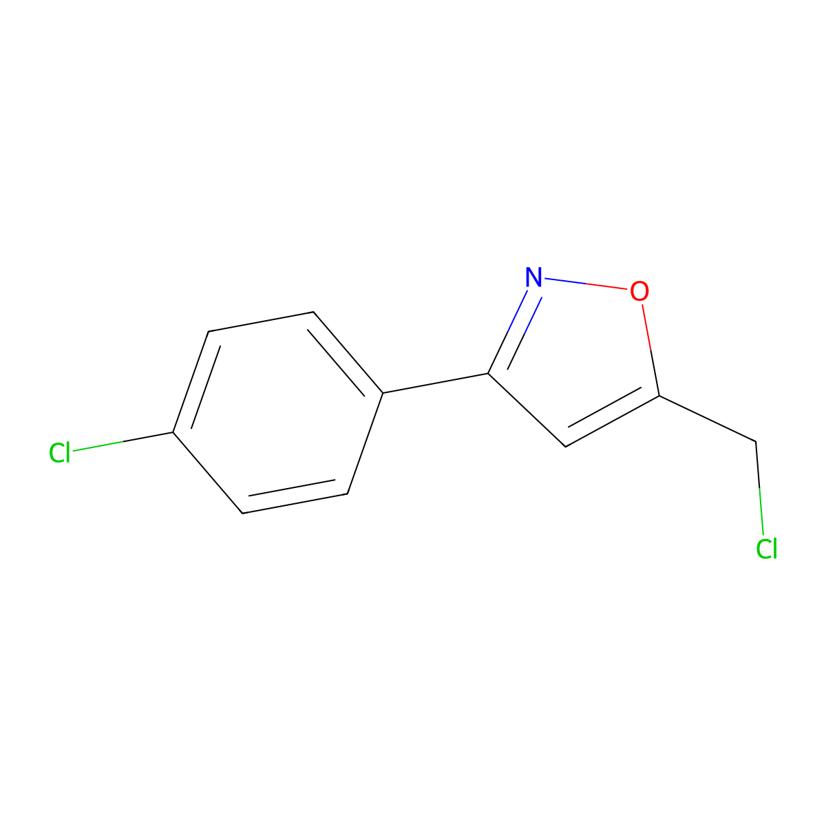 5-(Chloromethyl)-3-(4-chlorophenyl)-1,2-oxazole molecular structure, CAS 5301-02-0
