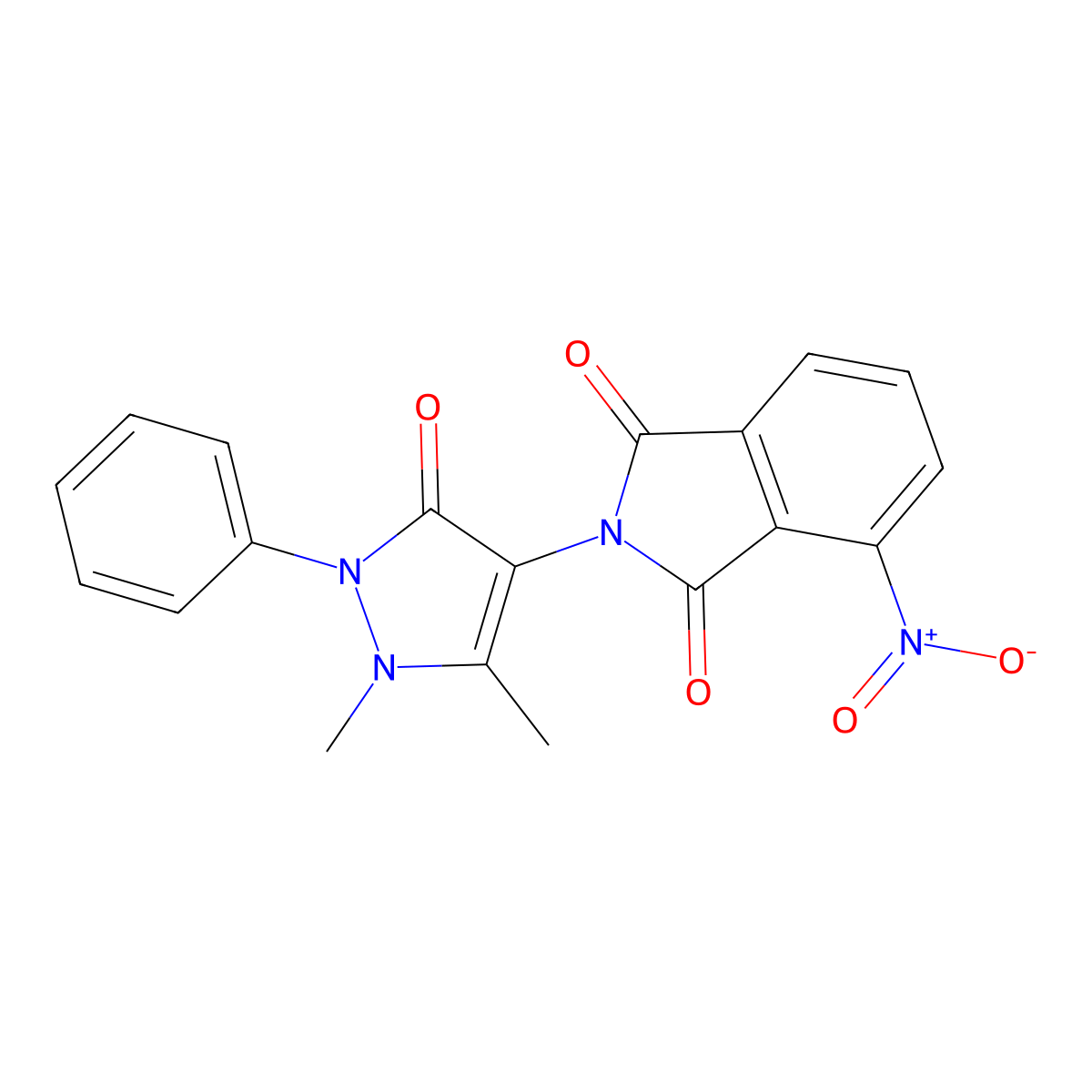 2-(1,5-Dimethyl-3-oxo-2-phenyl-2,3-dihydro-1H-pyrazol-4-yl)-4-nitro-1H-isoindole-1,3(2H)-dione molecular structure, CAS 5301-17-7