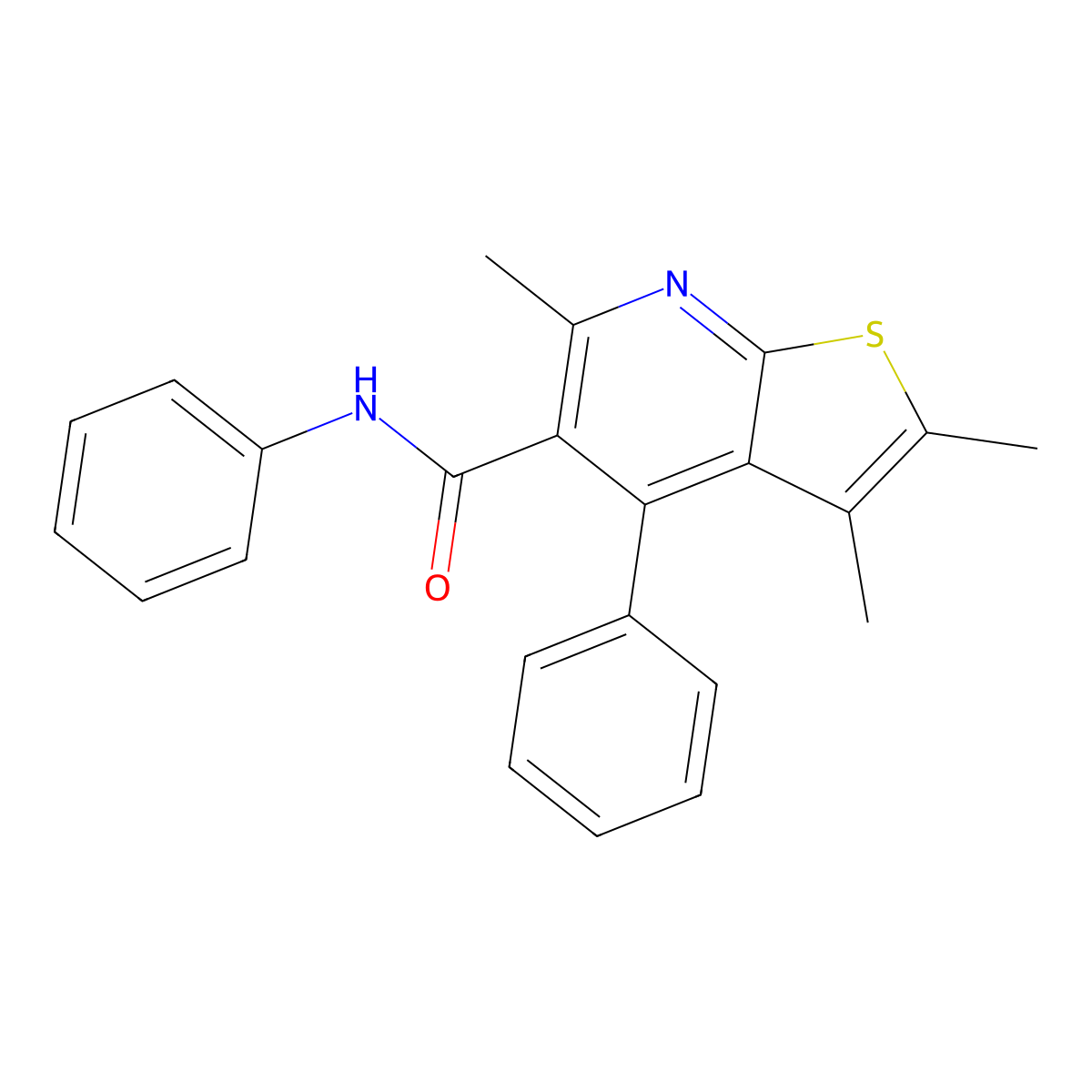 2,3,6-trimethyl-N,4-diphenylthieno[2,3-b]pyridine-5-carboxamide molecular structure, CAS 5301-45-1