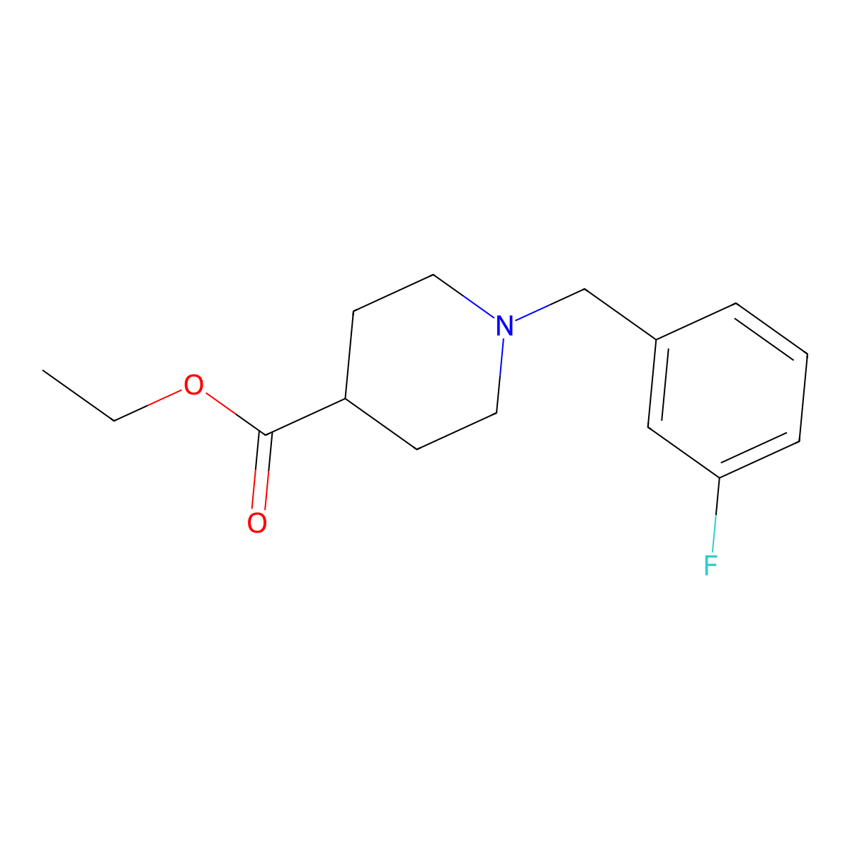 Ethyl 1-(3-fluorobenzyl)piperidine-4-carboxylate molecular structure, CAS 5301-50-8