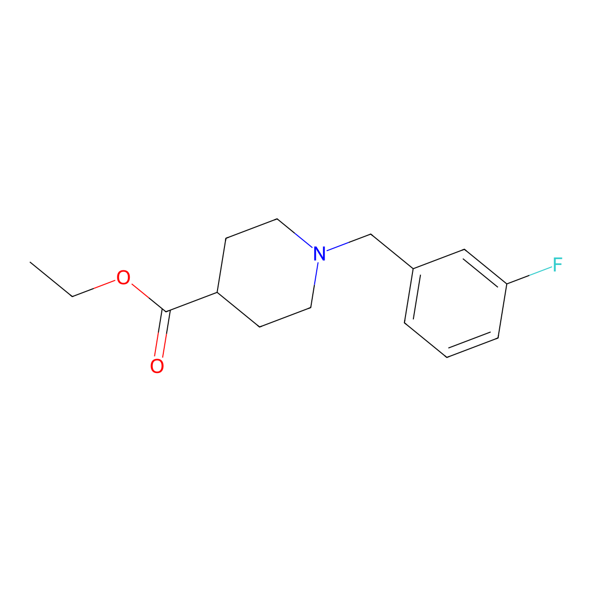Ethyl 1-(3-fluorobenzyl)piperidine-4-carboxylate molecular structure, CAS 5301-50-8