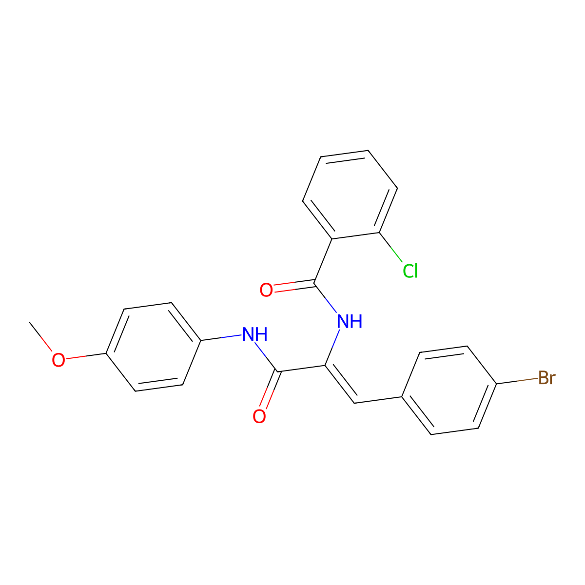 N-[1-(4-bromophenyl)-3-(4-methoxyanilino)-3-oxoprop-1-en-2-yl]-2-chlorobenzamide molecular structure, CAS 5301-90-6