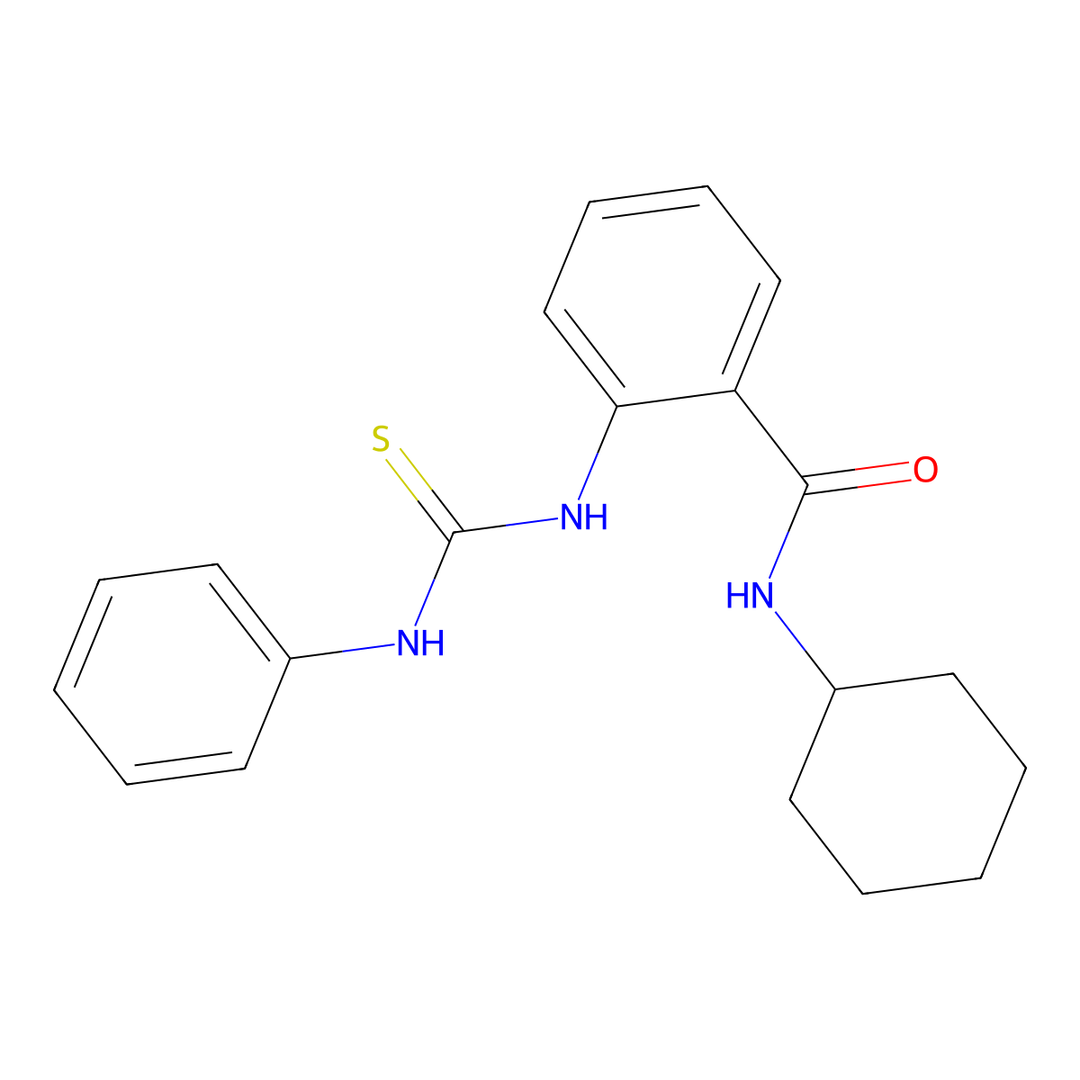 N-cyclohexyl-2-(phenylcarbamothioylamino)benzamide molecular structure, CAS 530106-66-2