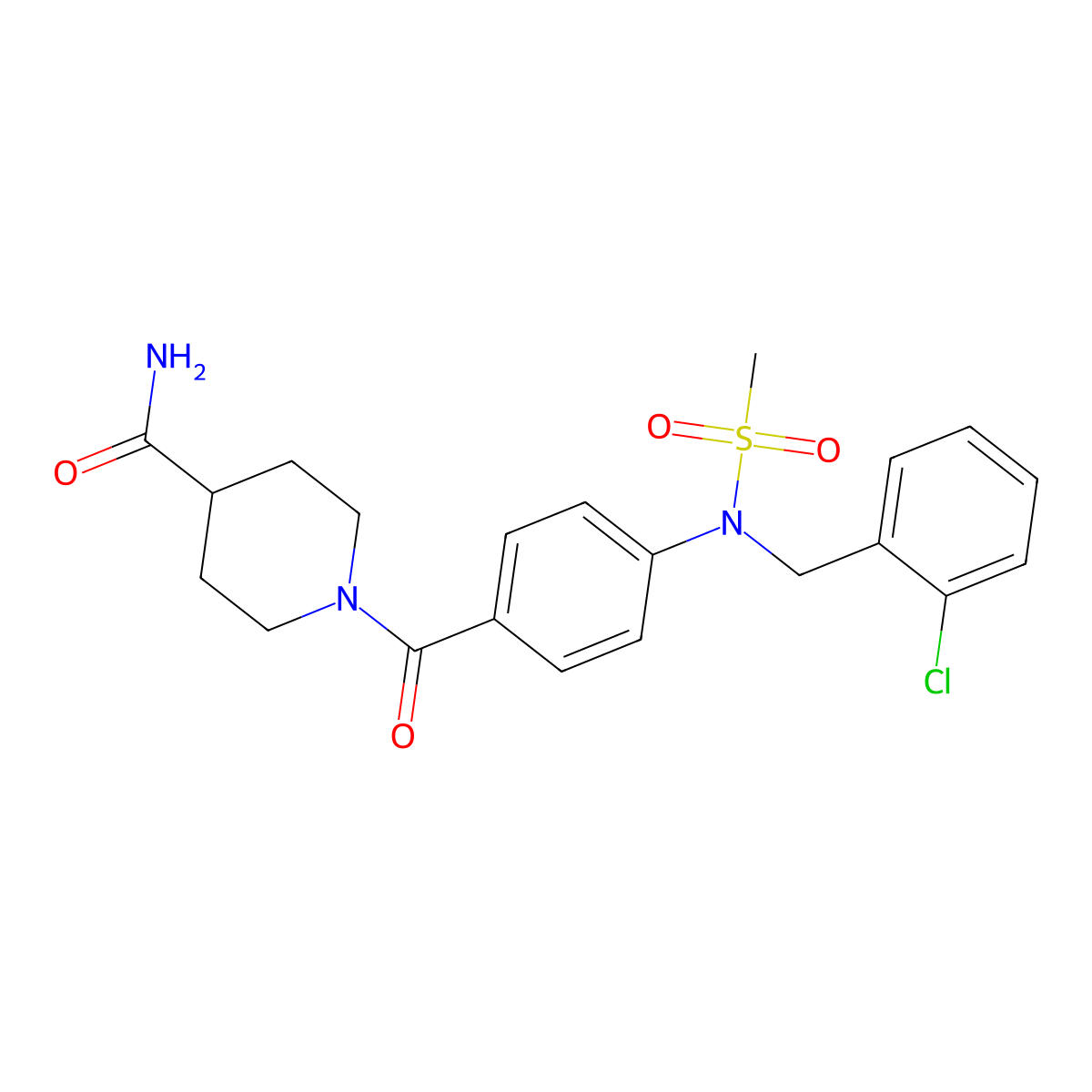 1-[4-[(2-Chlorophenyl)methyl-methylsulfonylamino]benzoyl]piperidine-4-carboxamide molecular structure, CAS 530108-87-3
