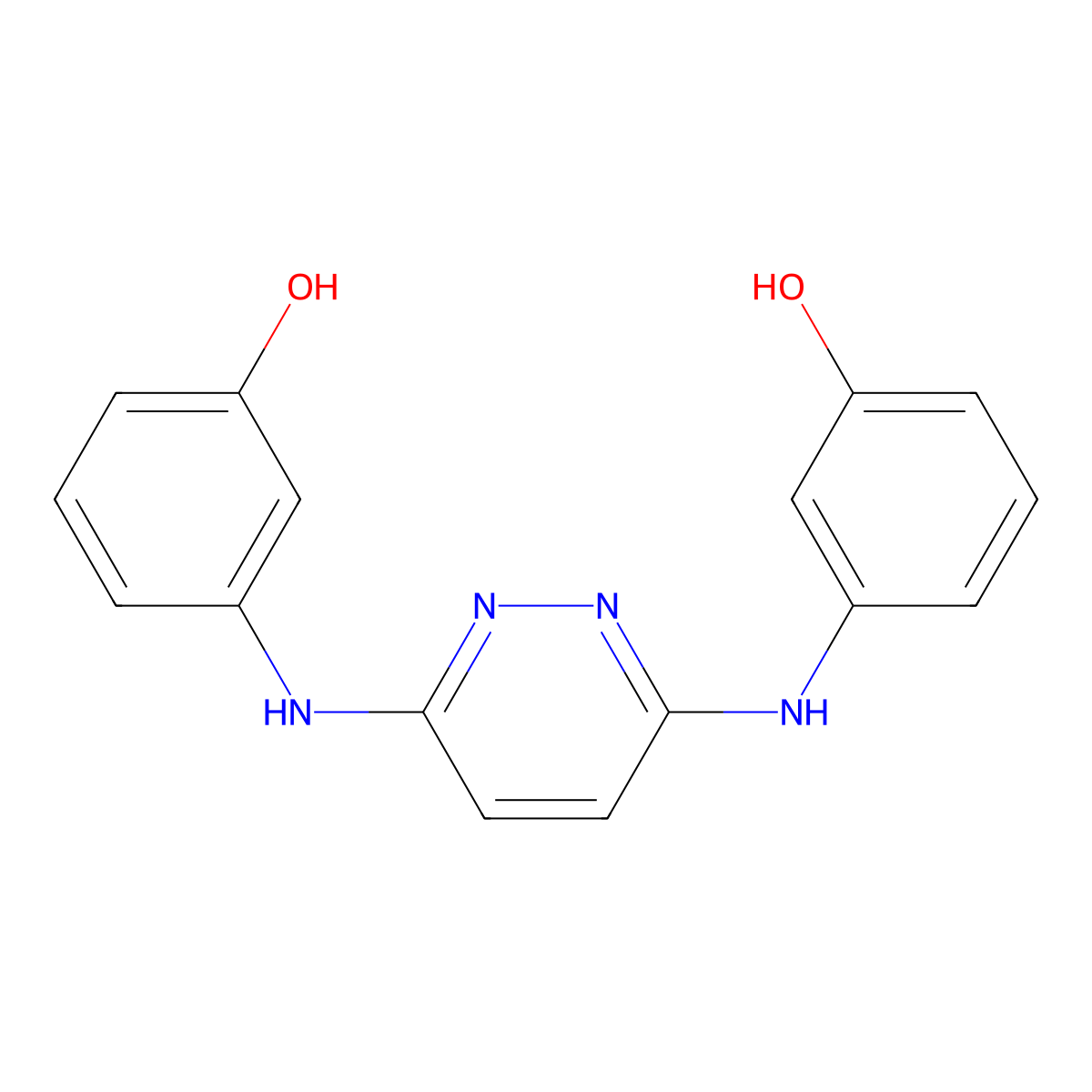 N,N'-bis(3-hydroxyphenyl)pyridazine-3,6-diamine molecular structure, CAS 530112-00-6