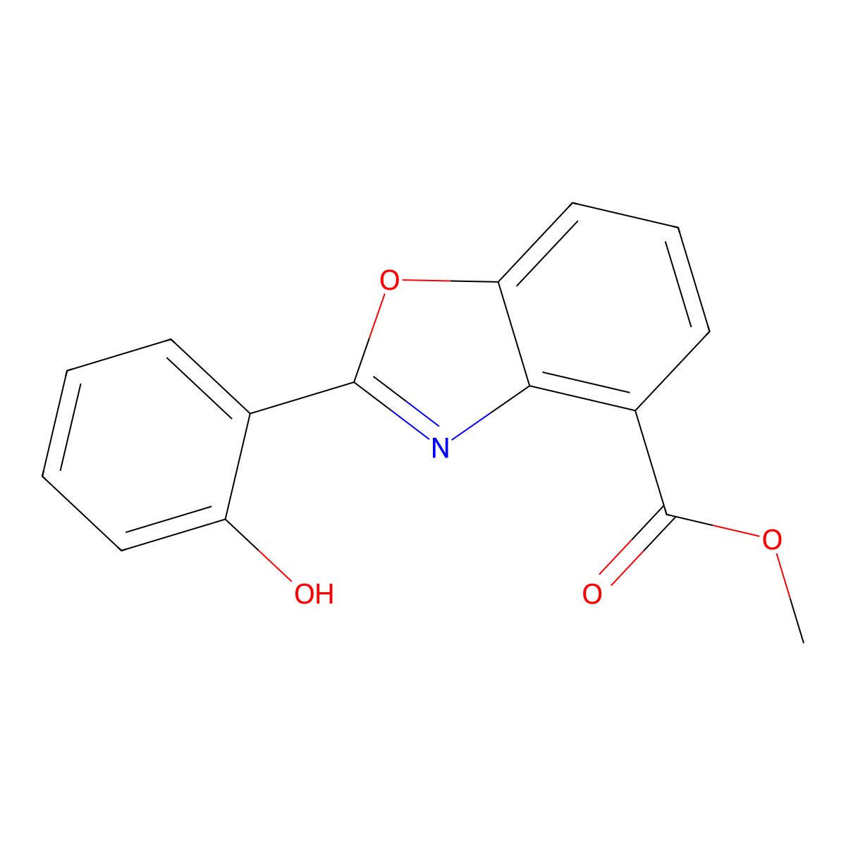 4-Benzoxazolecarboxylic acid, 2-(2-hydroxyphenyl)-, methyl ester molecular structure, CAS 530112-68-6