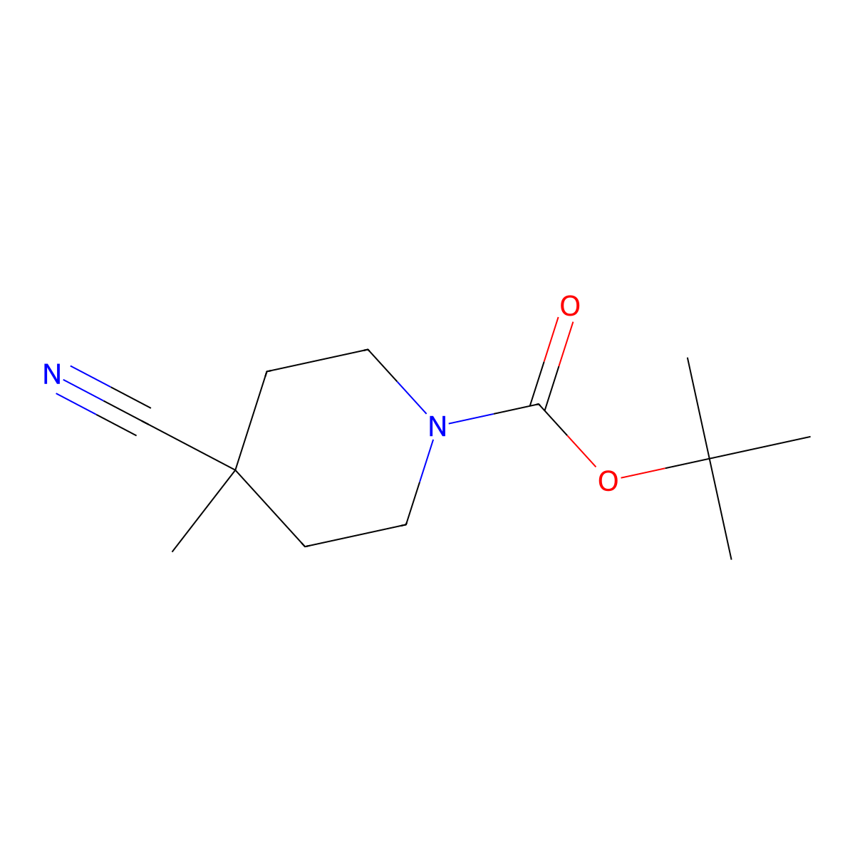tert-Butyl 4-cyano-4-methylpiperidine-1-carboxylate molecular structure, CAS 530115-96-9