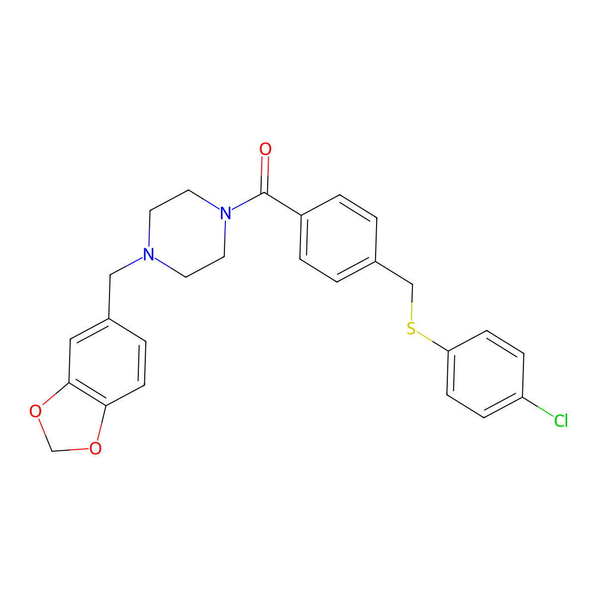 [4-(1,3-Benzodioxol-5-ylmethyl)piperazin-1-yl](4-{[(4-chlorophenyl)sulfanyl]methyl}phenyl)methanone molecular structure, CAS 530119-87-0