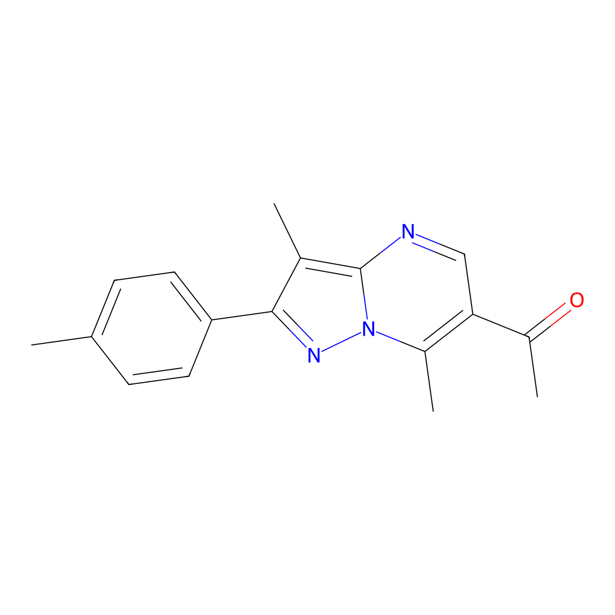 1-[3,7-Dimethyl-2-(4-methylphenyl)pyrazolo[1,5-a]pyrimidin-6-yl]ethanone molecular structure, CAS 530120-67-3
