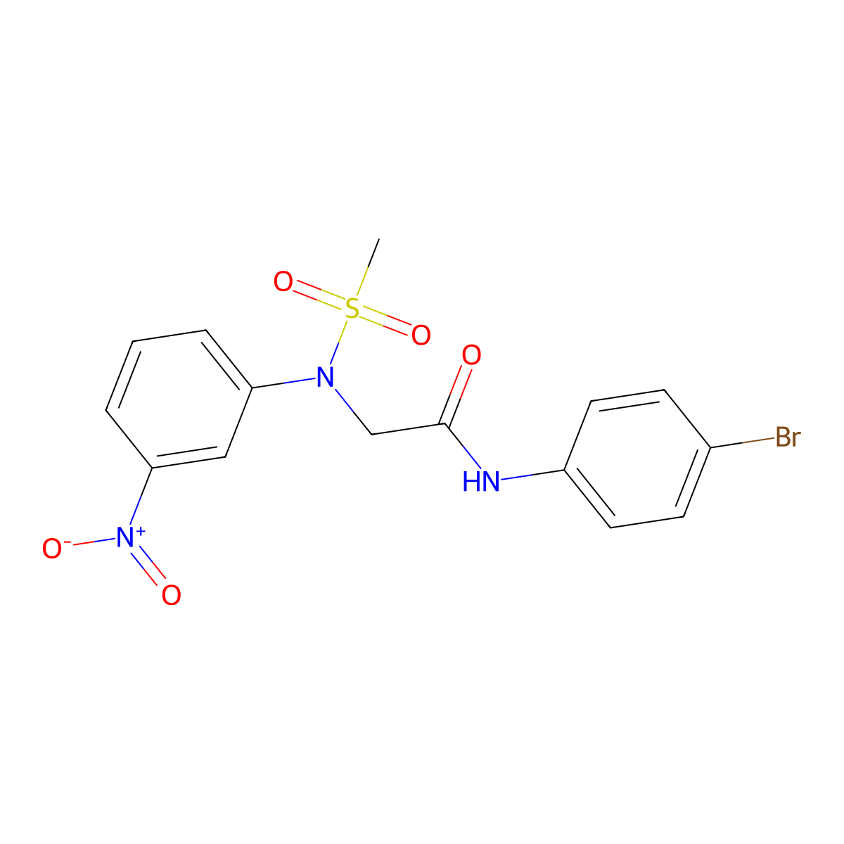N-(4-bromophenyl)-2-(N-methylsulfonyl-3-nitroanilino)acetamide molecular structure, CAS 530121-01-8