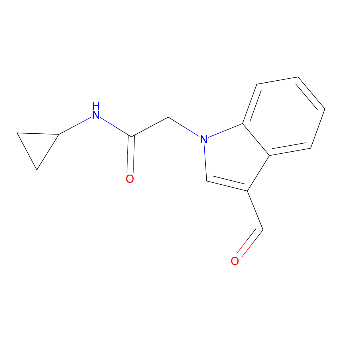 N-Cyclopropyl-2-(3-formyl-indol-1-yl)-acetamide molecular structure, CAS 530121-56-3