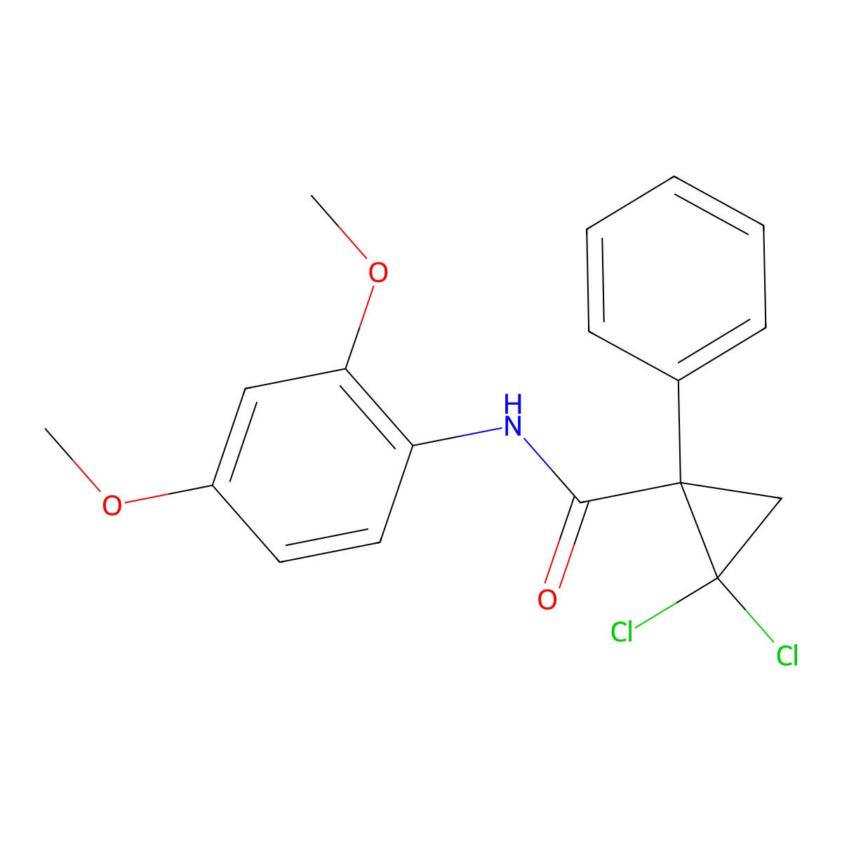 2,2-dichloro-N-(2,4-dimethoxyphenyl)-1-phenylcyclopropanecarboxamide molecular structure, CAS 530121-64-3