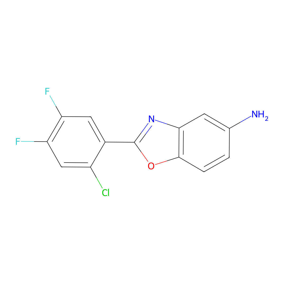 2-(2-Chloro-4,5-difluorophenyl)-1,3-benzoxazol-5-amine molecular structure, CAS 530121-74-5
