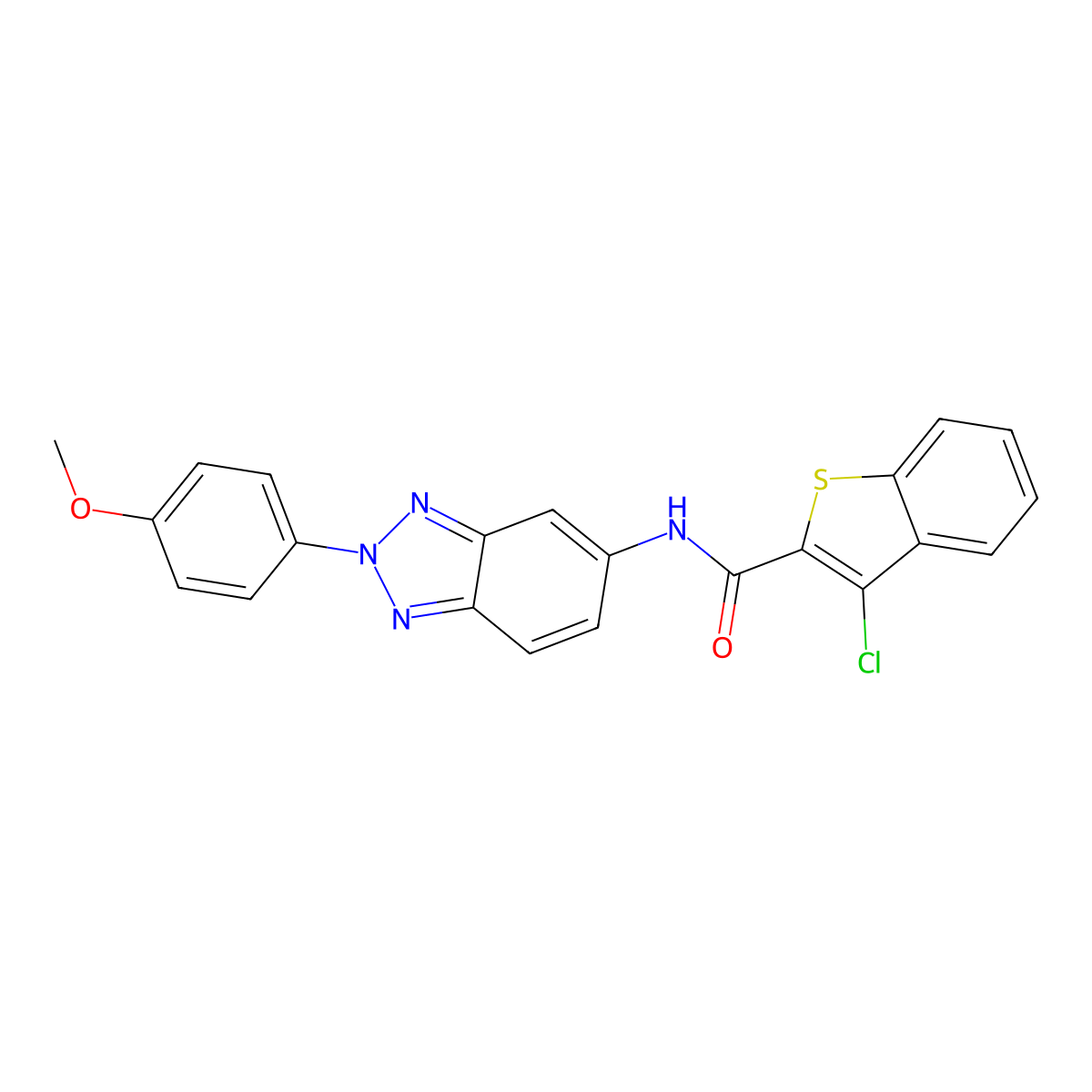 3-chloro-N-[2-(4-methoxyphenyl)benzotriazol-5-yl]-1-benzothiophene-2-carboxamide molecular structure, CAS 530126-98-8