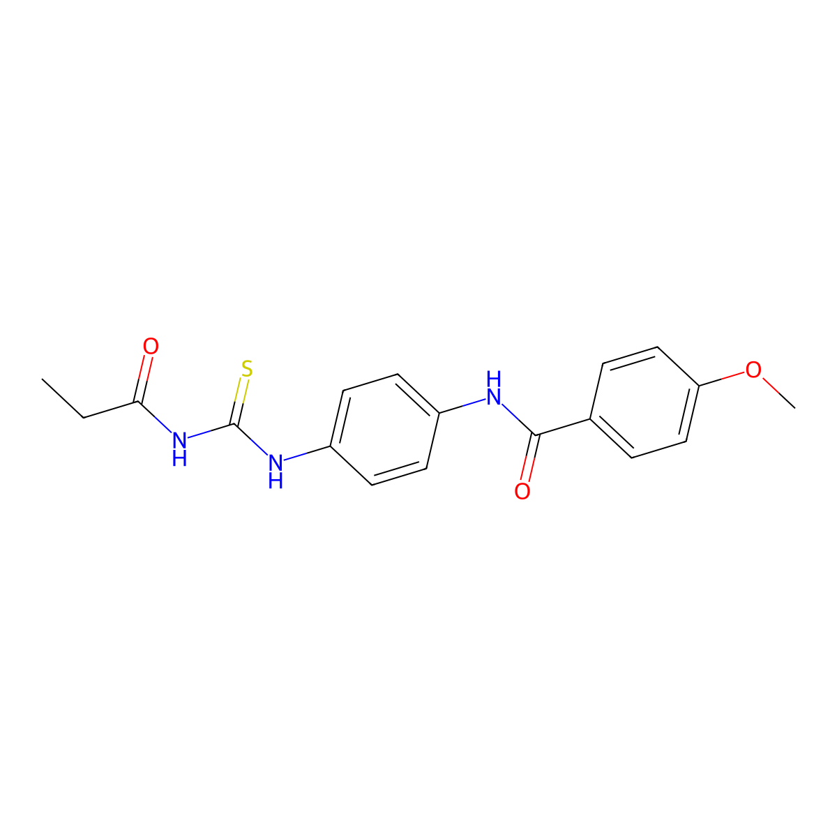 4-methoxy-N-[4-[[(1-oxopropylamino)-sulfanylidenemethyl]amino]phenyl]benzamide molecular structure, CAS 530127-14-1