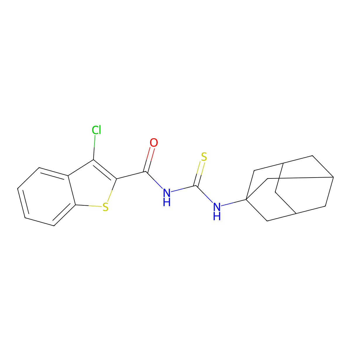 N-(1-adamantylcarbamothioyl)-3-chloro-1-benzothiophene-2-carboxamide molecular structure, CAS 530127-43-6