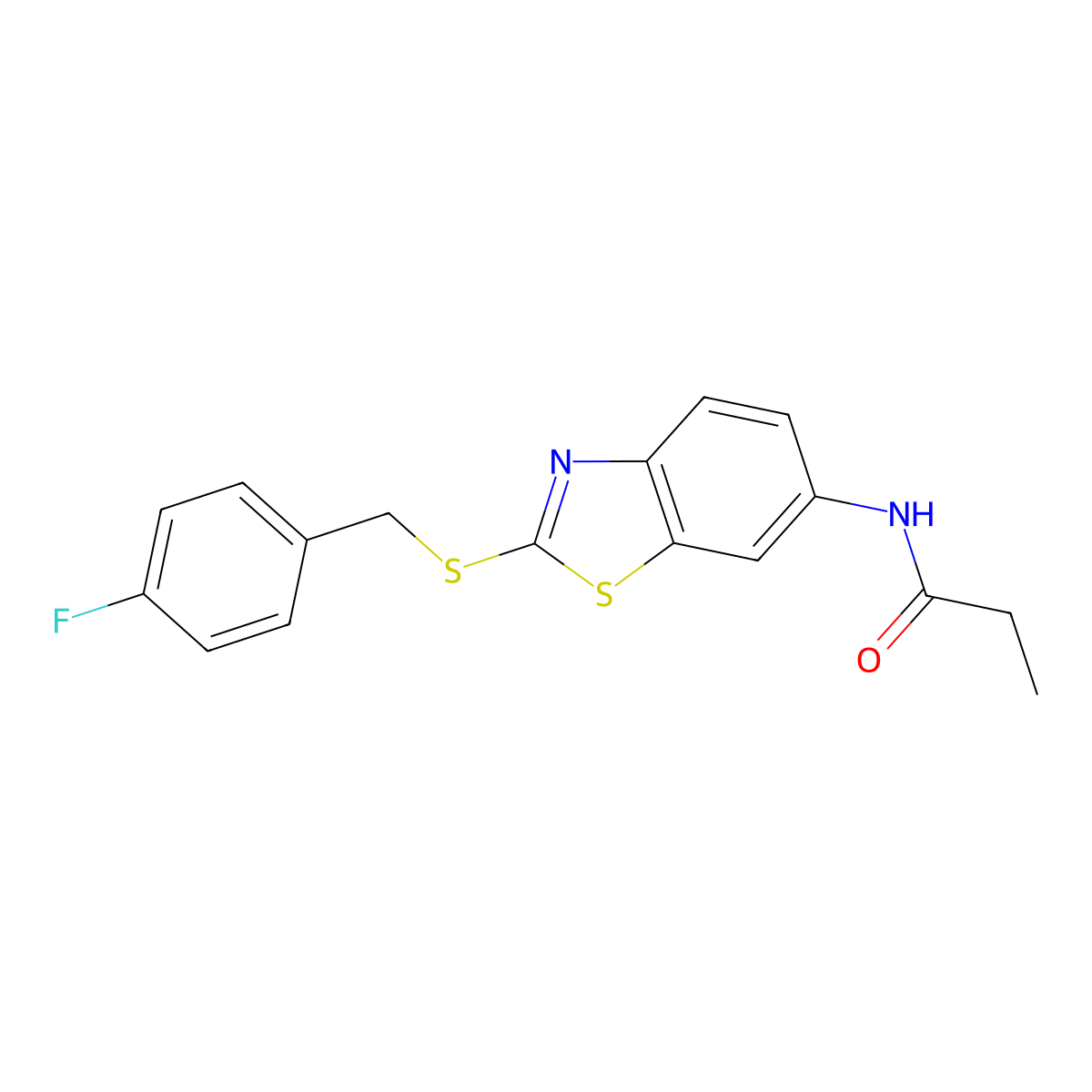 N-[2-[(4-fluorophenyl)methylsulfanyl]-1,3-benzothiazol-6-yl]propanamide molecular structure, CAS 530127-56-1