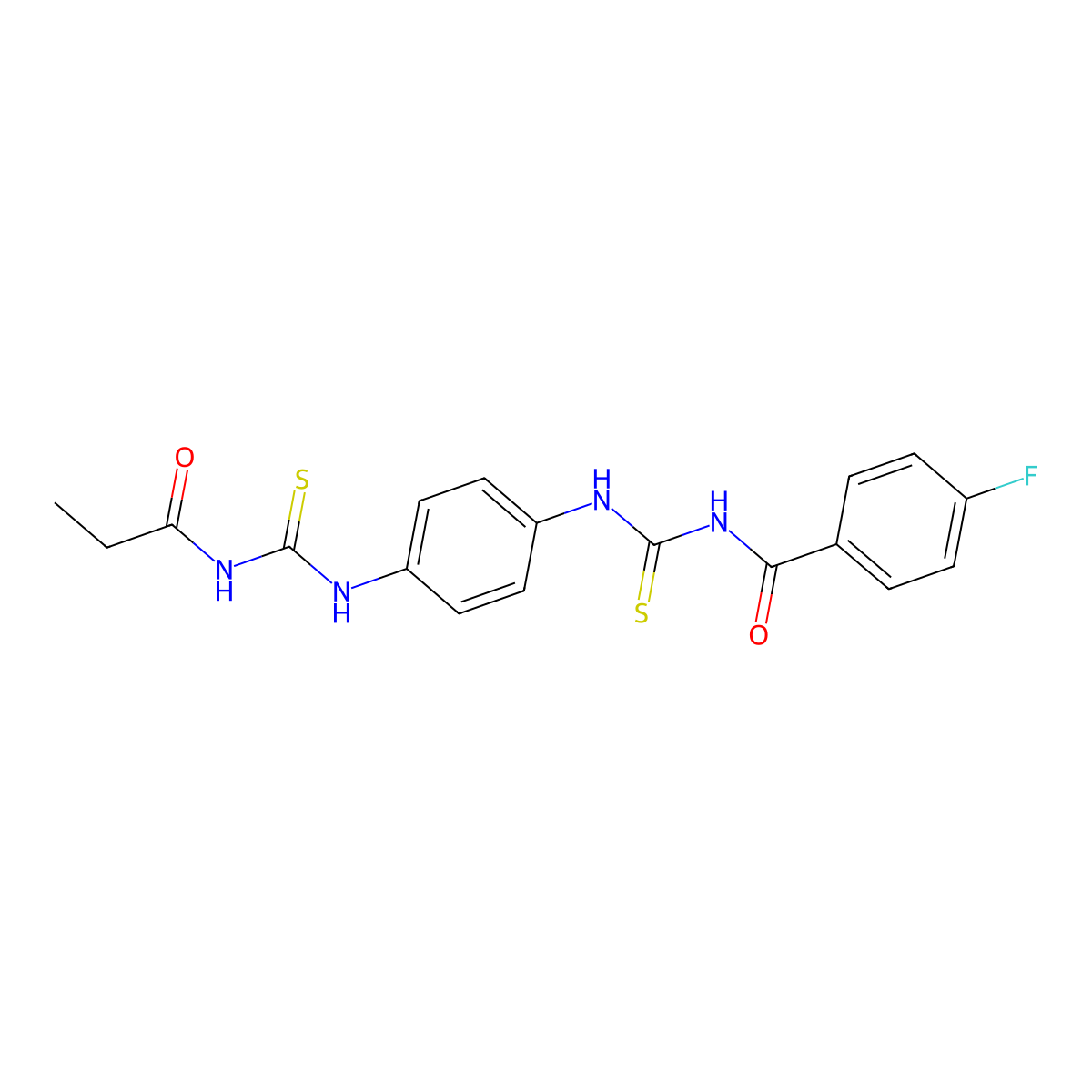 4-fluoro-N-[[4-(propanoylcarbamothioylamino)phenyl]carbamothioyl]benzamide molecular structure, CAS 530128-00-8