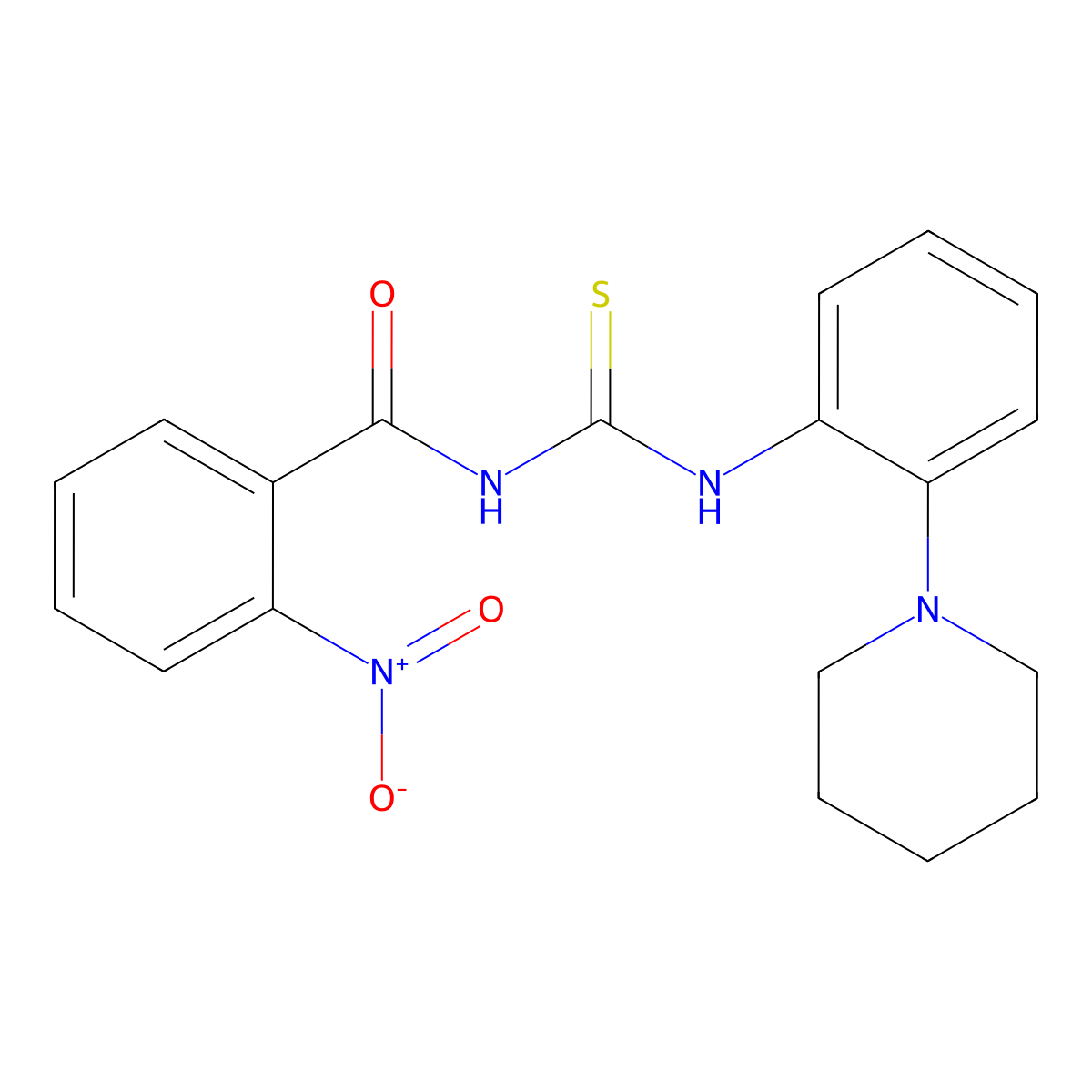 2-nitro-N-[(2-piperidin-1-ylphenyl)carbamothioyl]benzamide molecular structure, CAS 530128-12-2