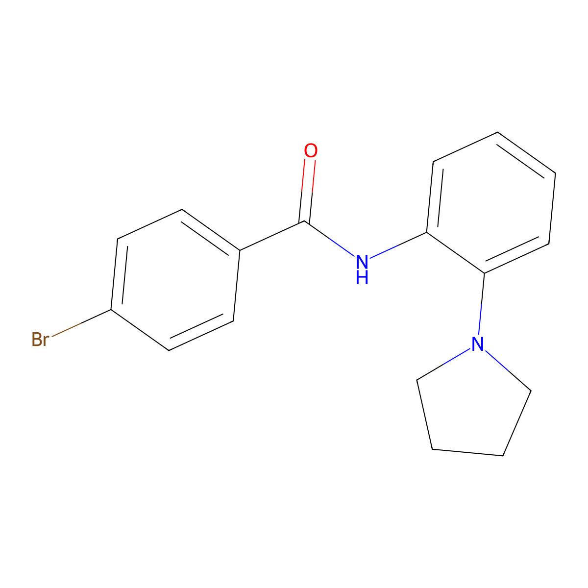 4-bromo-N-(2-pyrrolidin-1-ylphenyl)benzamide molecular structure, CAS 530128-22-4