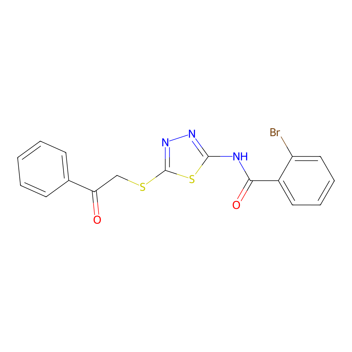 2-bromo-N-(5-phenacylsulfanyl-1,3,4-thiadiazol-2-yl)benzamide molecular structure, CAS 530128-35-9