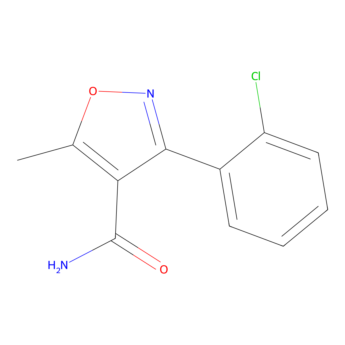 3-(2-Chlorophenyl)-5-methyl-1,2-oxazole-4-carboxamide molecular structure, CAS 53013-51-7