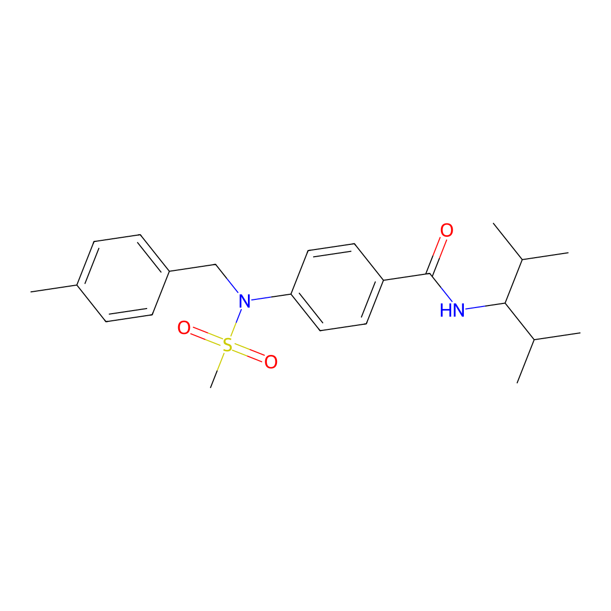 N-(2,4-dimethylpentan-3-yl)-4-[(4-methylphenyl)methyl-methylsulfonylamino]benzamide molecular structure, CAS 530130-46-2