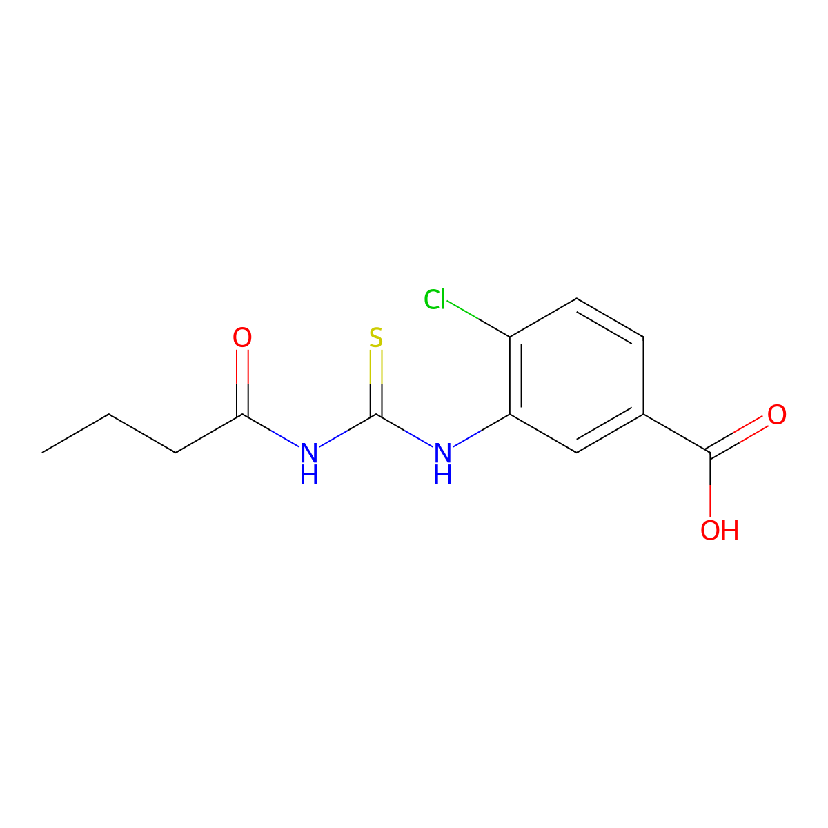 3-[(Butanoylcarbamothioyl)amino]-4-chlorobenzoic acid molecular structure, CAS 530130-81-5