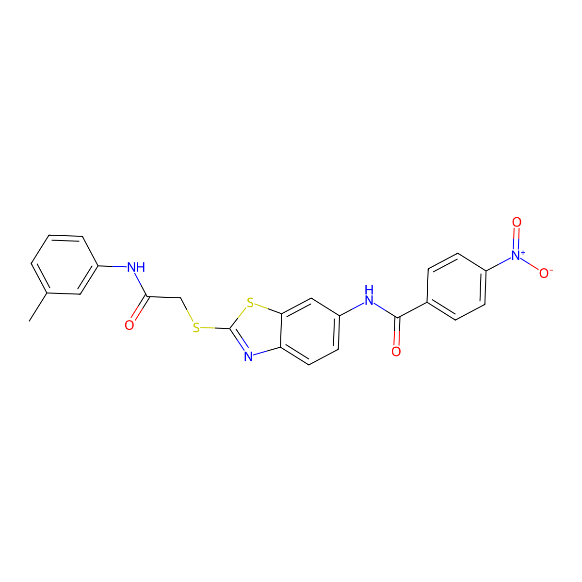 N-[2-[2-(3-methylanilino)-2-oxoethyl]sulfanyl-1,3-benzothiazol-6-yl]-4-nitrobenzamide molecular structure, CAS 530130-87-1
