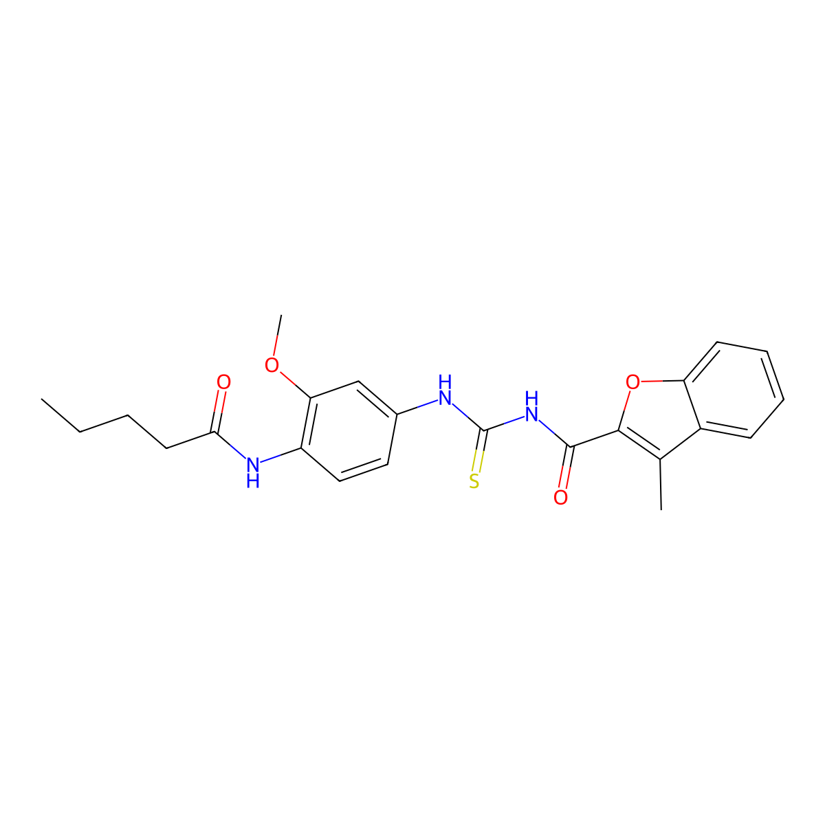 N-[[3-methoxy-4-(pentanoylamino)phenyl]carbamothioyl]-3-methyl-1-benzofuran-2-carboxamide molecular structure, CAS 530131-44-3