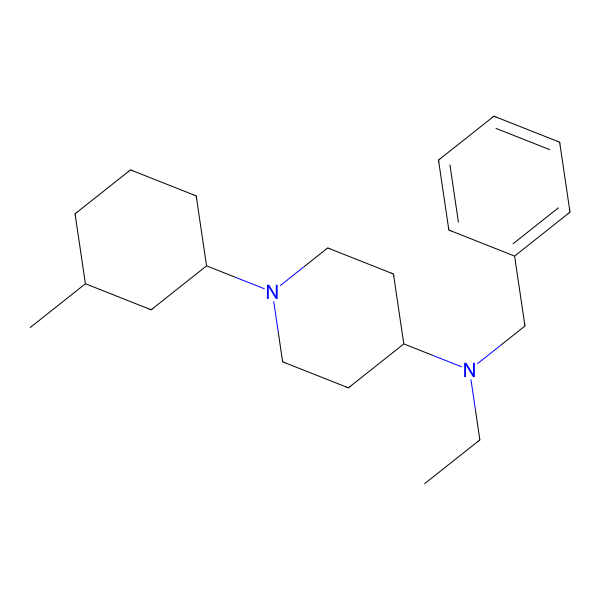 N-benzyl-N-ethyl-1-(3-methylcyclohexyl)piperidin-4-amine molecular structure, CAS 530131-51-2