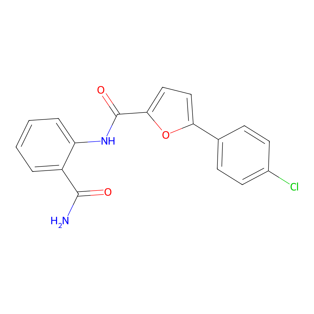 N-(2-carbamoylphenyl)-5-(4-chlorophenyl)furan-2-carboxamide molecular structure, CAS 530131-53-4