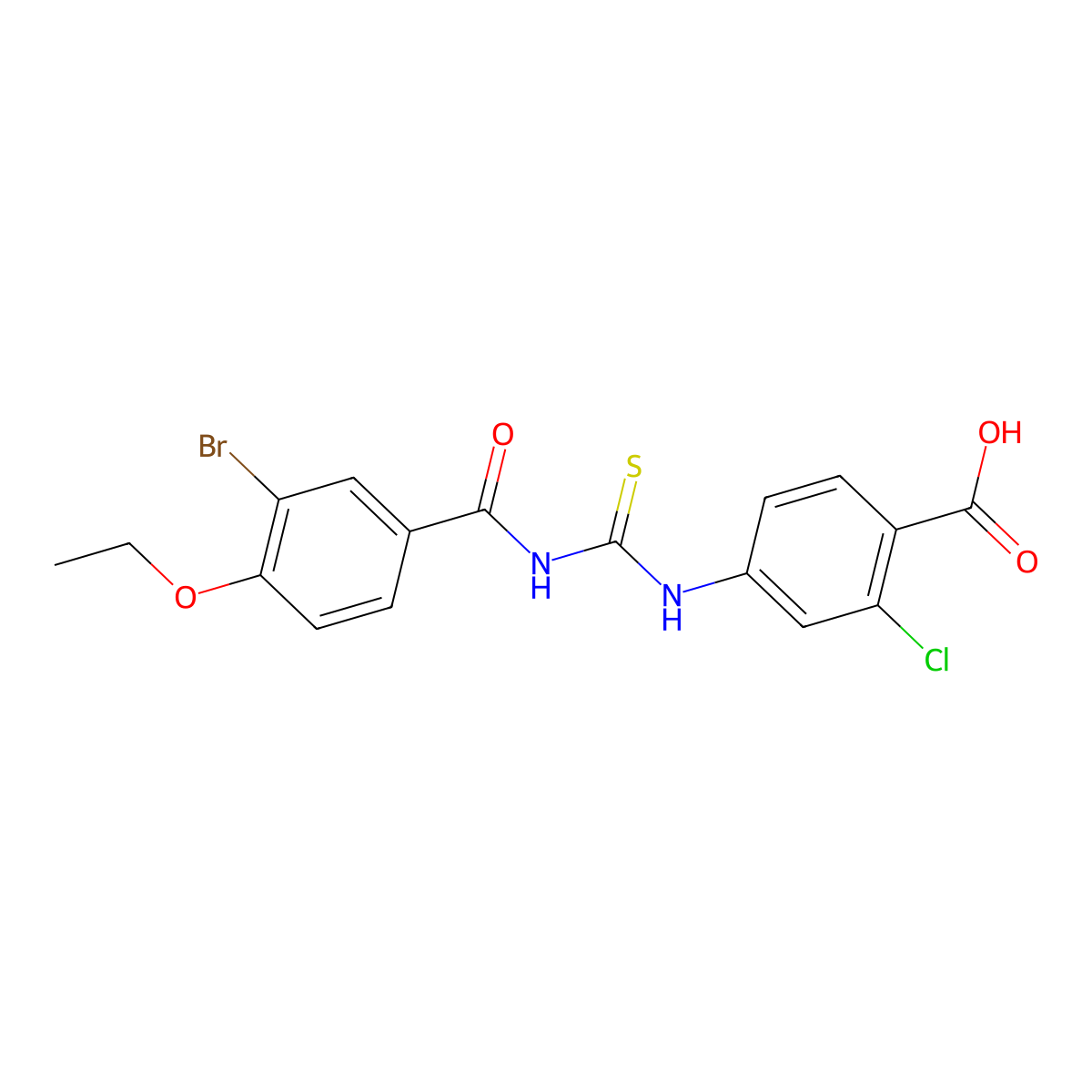 4-({[(3-Bromo-4-ethoxyphenyl)carbonyl]carbamothioyl}amino)-2-chlorobenzoic acid molecular structure, CAS 530131-55-6