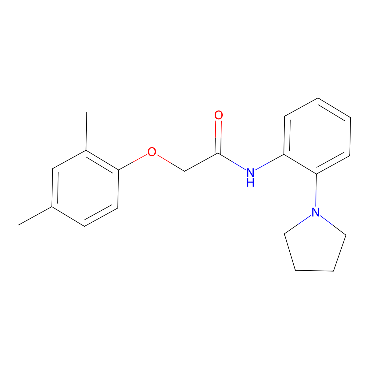 2-(2,4-dimethylphenoxy)-N-(2-pyrrolidin-1-ylphenyl)acetamide molecular structure, CAS 530133-46-1