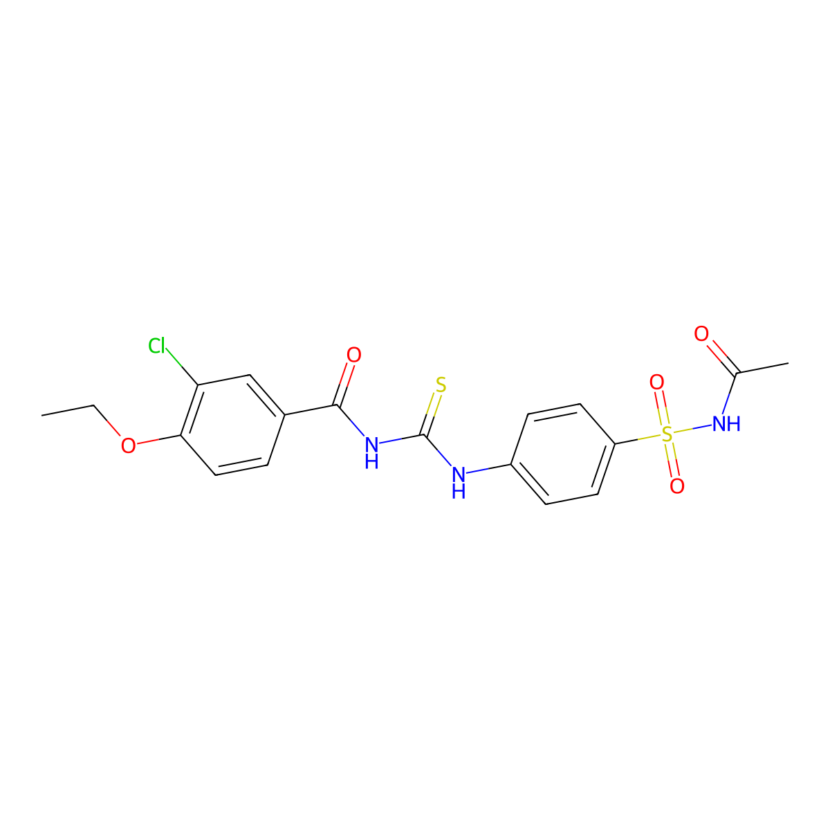 N-[[4-(acetylsulfamoyl)phenyl]carbamothioyl]-3-chloro-4-ethoxybenzamide molecular structure, CAS 530136-64-2