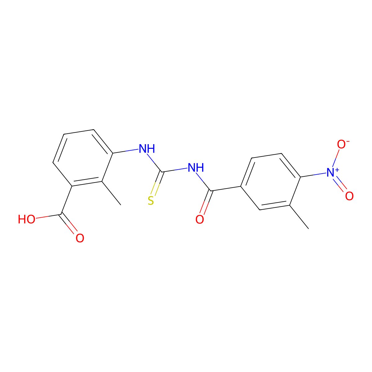 2-Methyl-3-({[(3-methyl-4-nitrophenyl)carbonyl]carbamothioyl}amino)benzoic acid molecular structure, CAS 530136-71-1