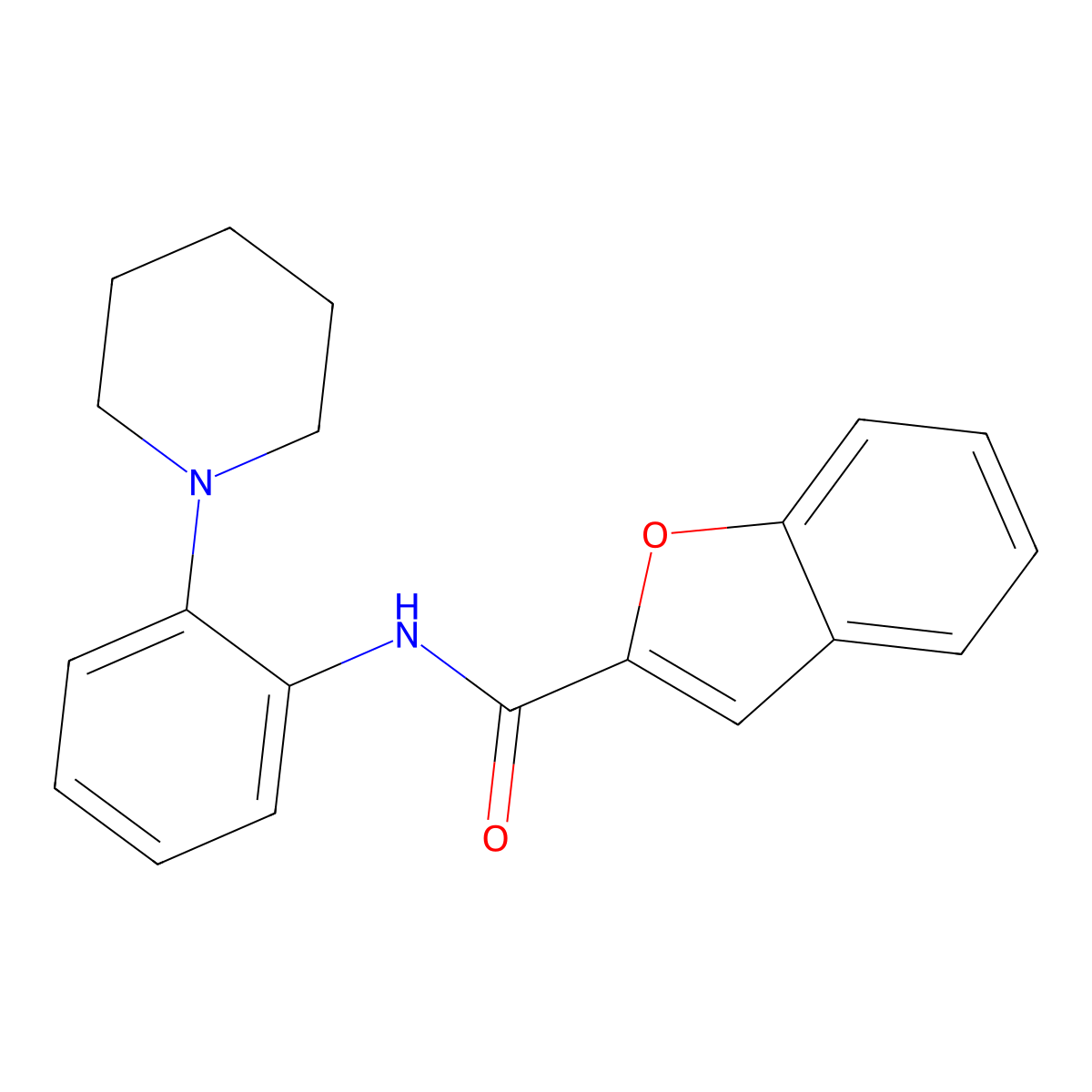 N-(2-piperidin-1-ylphenyl)-1-benzofuran-2-carboxamide molecular structure, CAS 530136-89-1