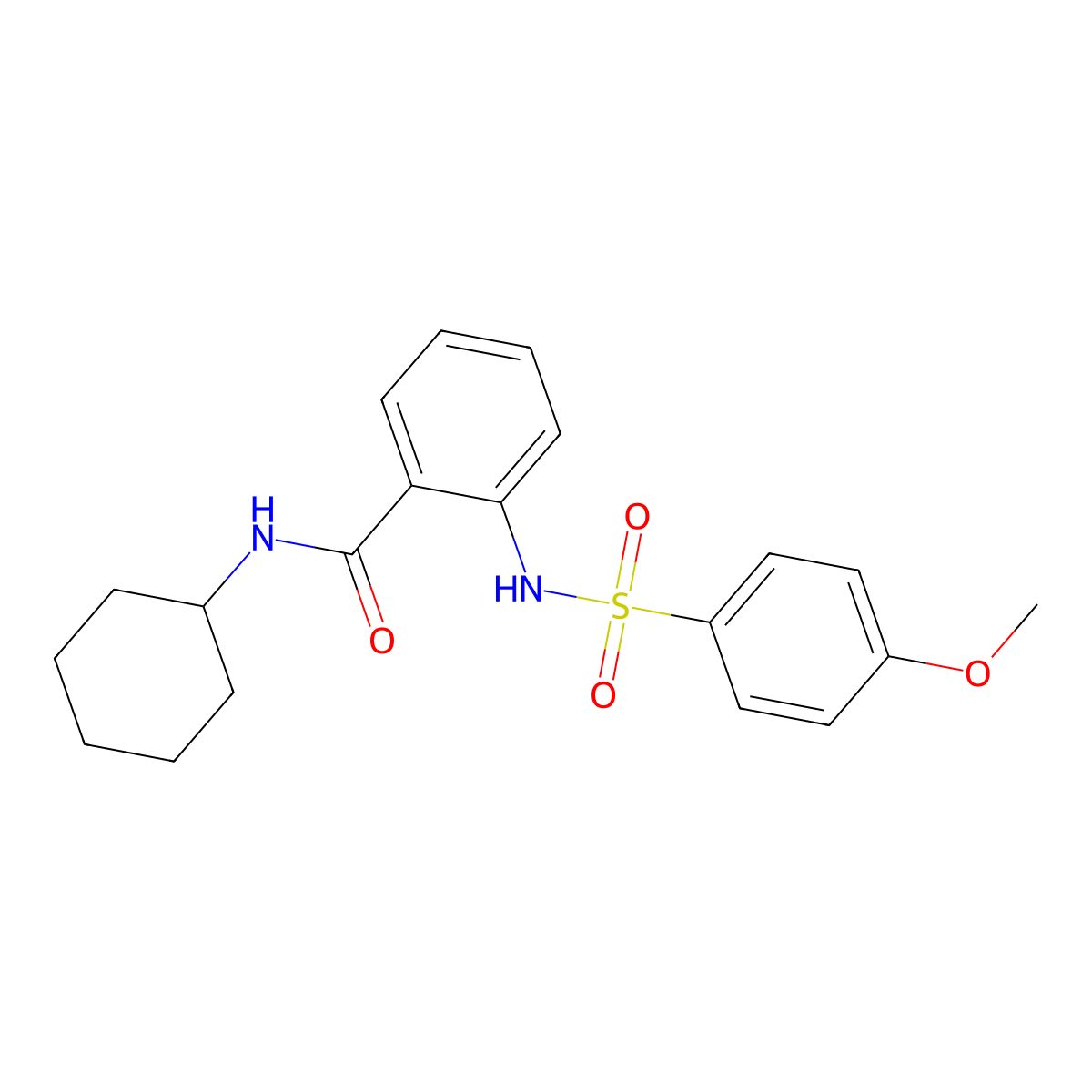 N-cyclohexyl-2-[(4-methoxyphenyl)sulfonylamino]benzamide molecular structure, CAS 530137-32-7