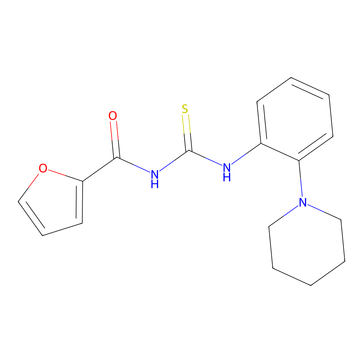 N-[(2-piperidin-1-ylphenyl)carbamothioyl]furan-2-carboxamide molecular structure, CAS 530138-11-5