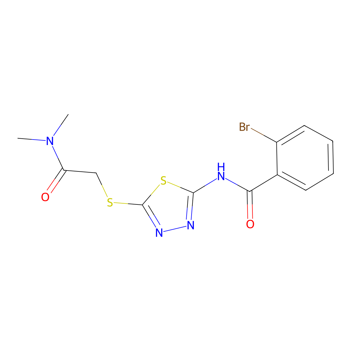 2-bromo-N-[5-[2-(dimethylamino)-2-oxoethyl]sulfanyl-1,3,4-thiadiazol-2-yl]benzamide molecular structure, CAS 530138-19-3