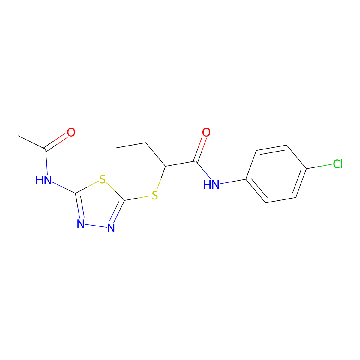 2-[(5-acetamido-1,3,4-thiadiazol-2-yl)sulfanyl]-N-(4-chlorophenyl)butanamide molecular structure, CAS 530138-48-8