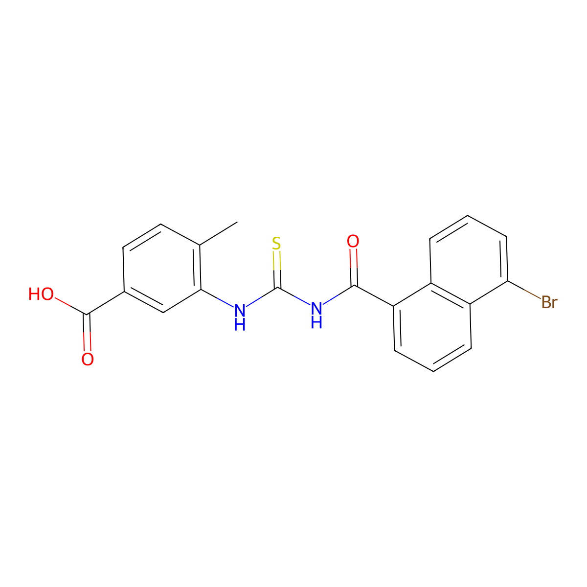 3-({[(5-Bromonaphthalen-1-yl)carbonyl]carbamothioyl}amino)-4-methylbenzoic acid molecular structure, CAS 530138-58-0
