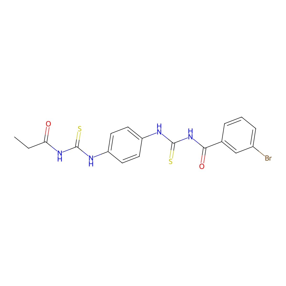 3-bromo-N-[[4-(propanoylcarbamothioylamino)phenyl]carbamothioyl]benzamide molecular structure, CAS 530138-75-1