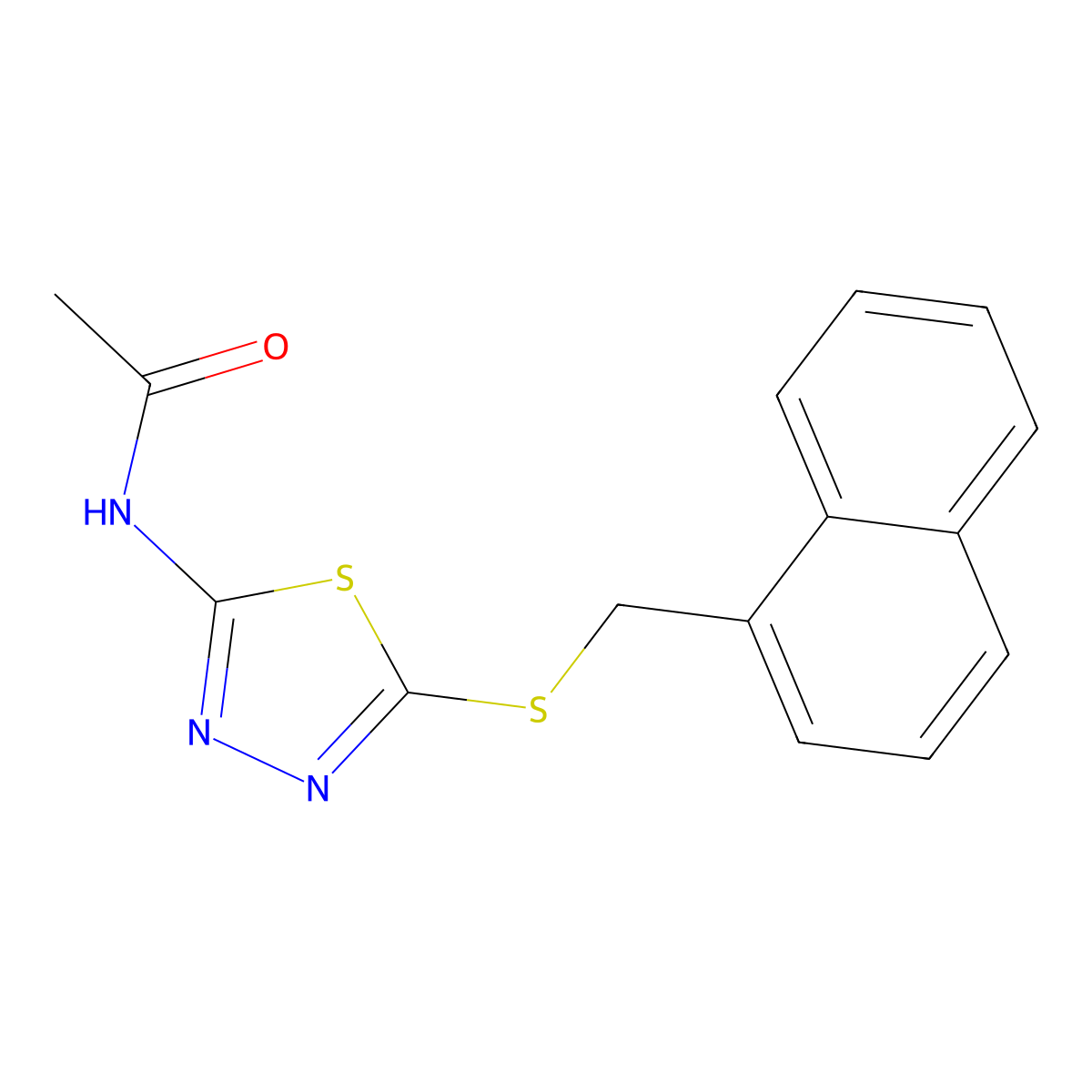 N-(5-((naphthalen-1-ylmethyl)thio)-1,3,4-thiadiazol-2-yl)acetamide molecular structure, CAS 530139-07-2