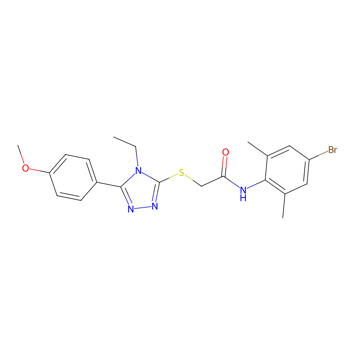 N-(4-bromo-2,6-dimethylphenyl)-2-[[4-ethyl-5-(4-methoxyphenyl)-1,2,4-triazol-3-yl]sulfanyl]acetamide molecular structure, CAS 530139-50-5