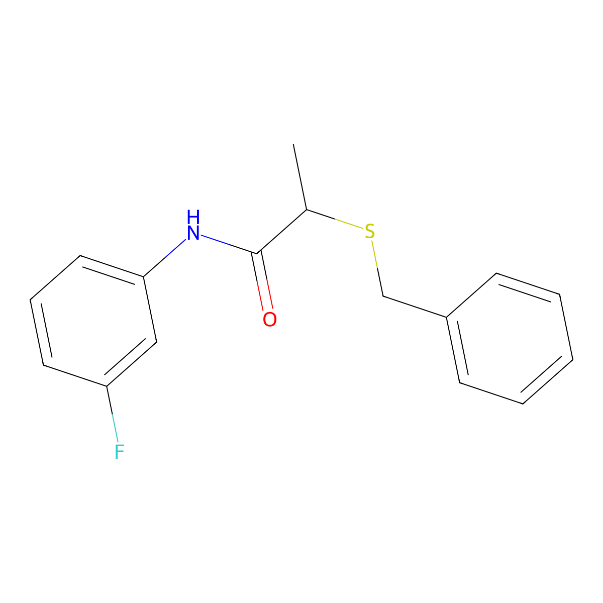 2-benzylsulfanyl-N-(3-fluorophenyl)propanamide molecular structure, CAS 530141-05-0